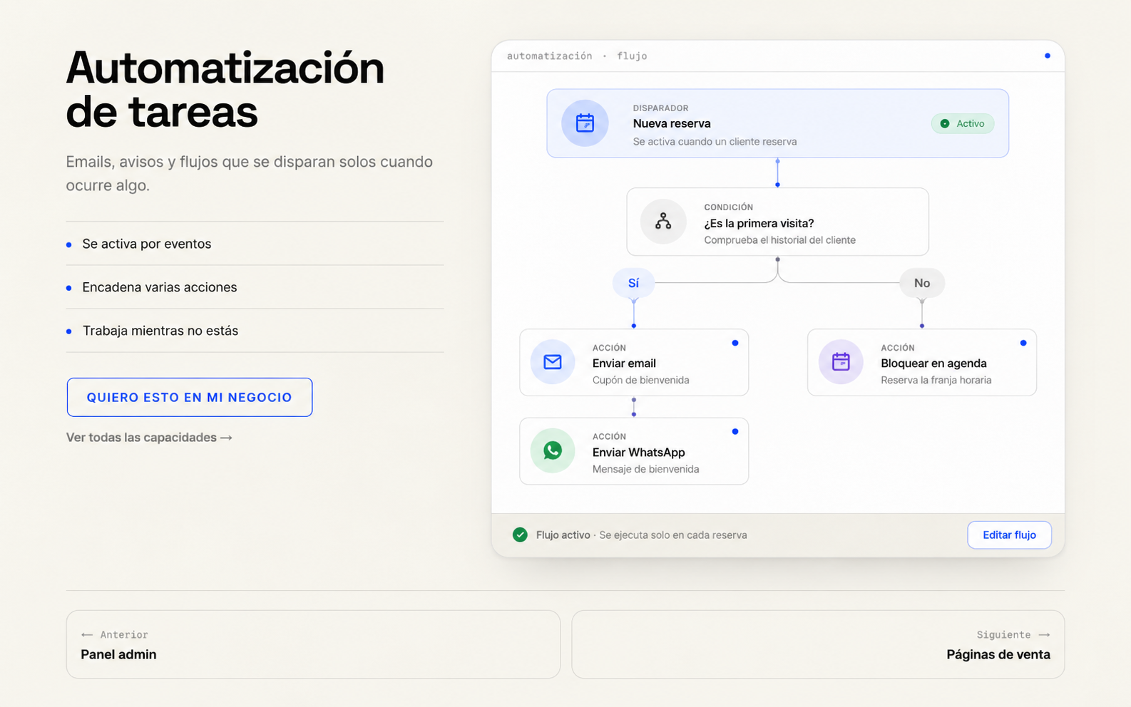 Automatización de tareas — Vista de ejemplo